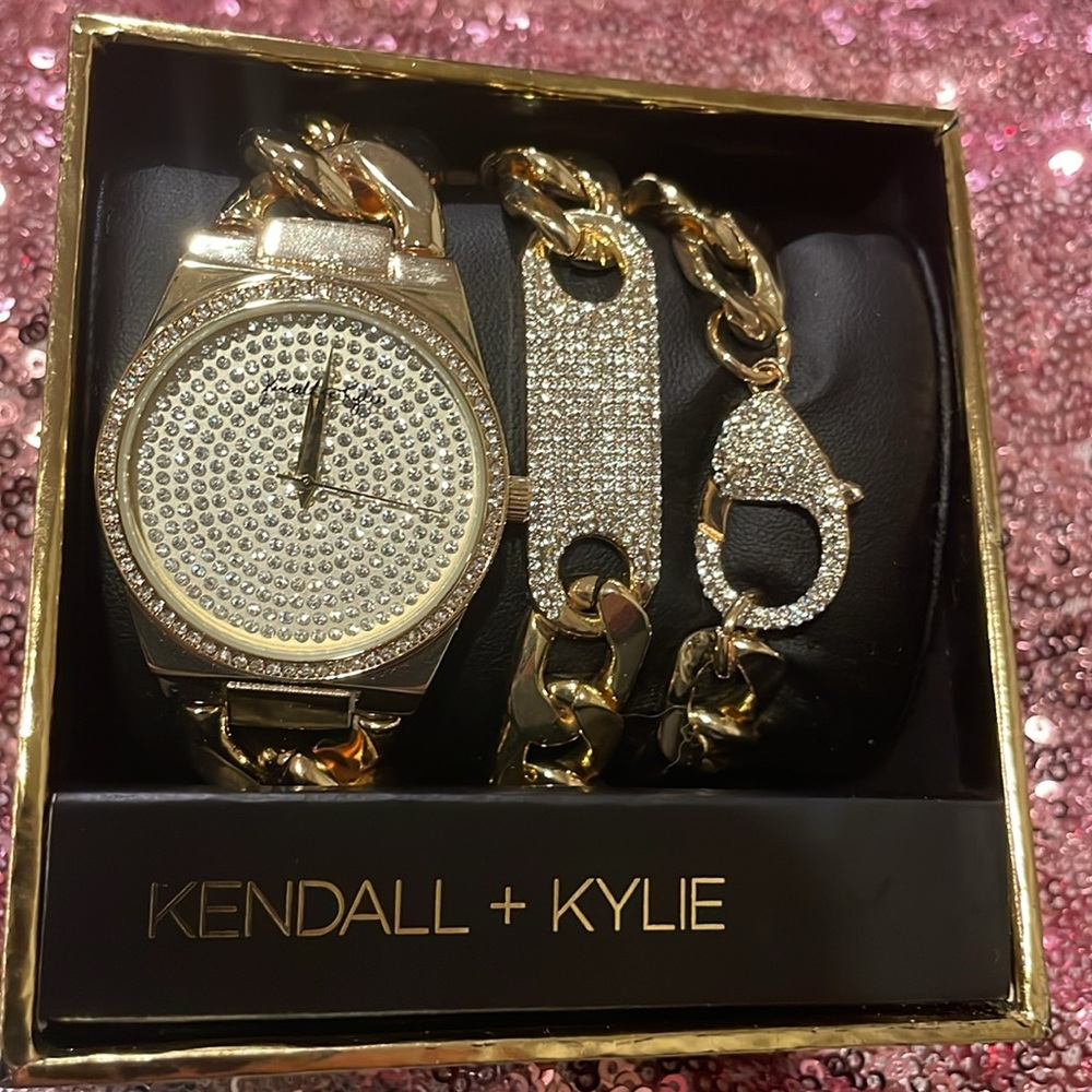 Three pieces  Kendall  and Kylie watches and  2 bracelets